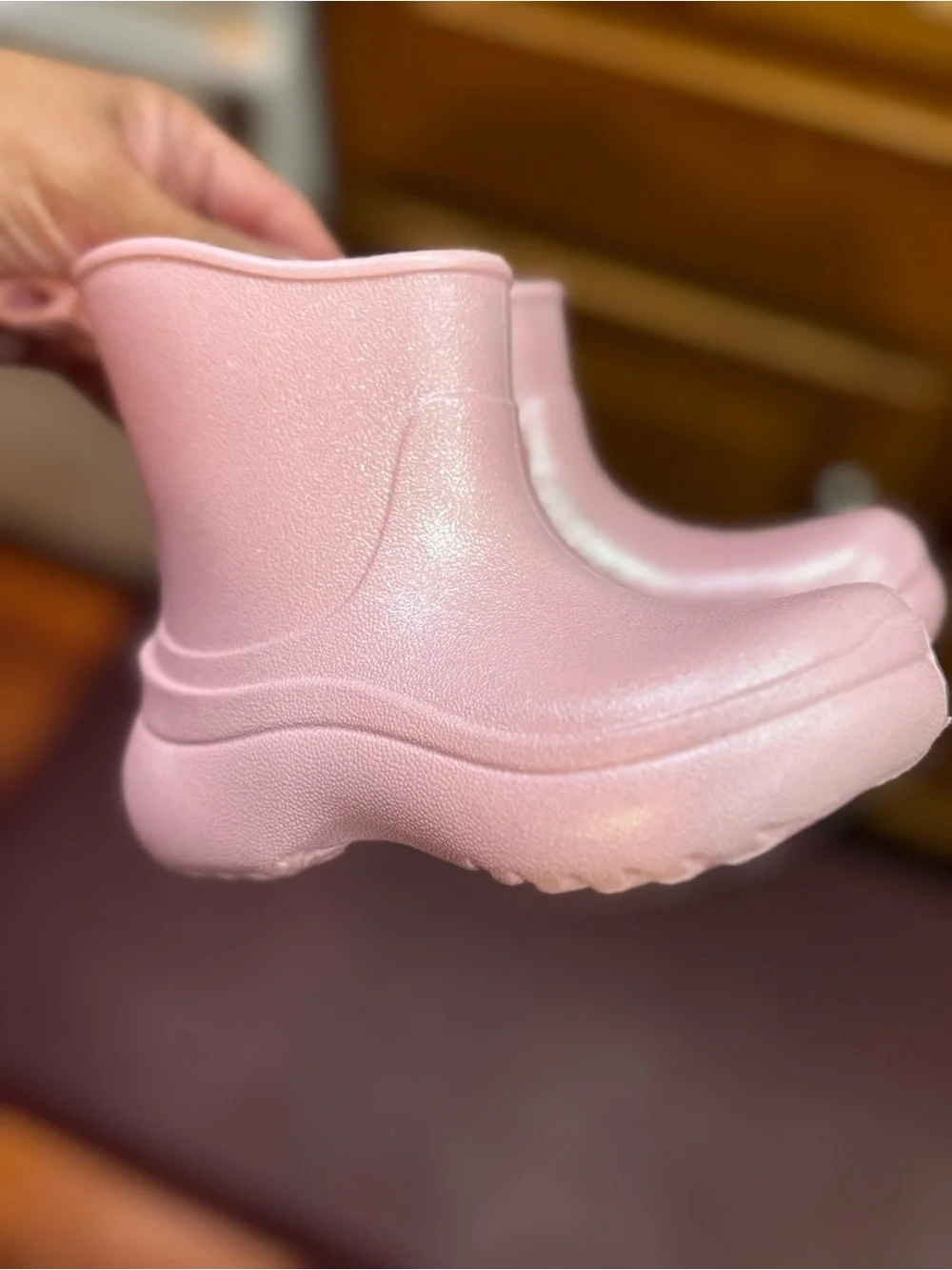 Cat & Jack Shimmer Glitter Pink Rain Snow Boots Size 6 Little Girl Boy Comfort